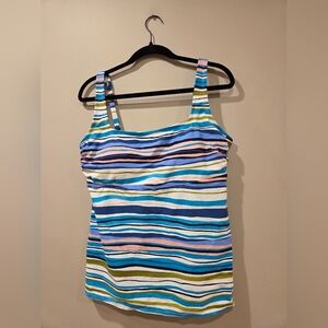 KONA SOL Striped Multicolor Tankini Top